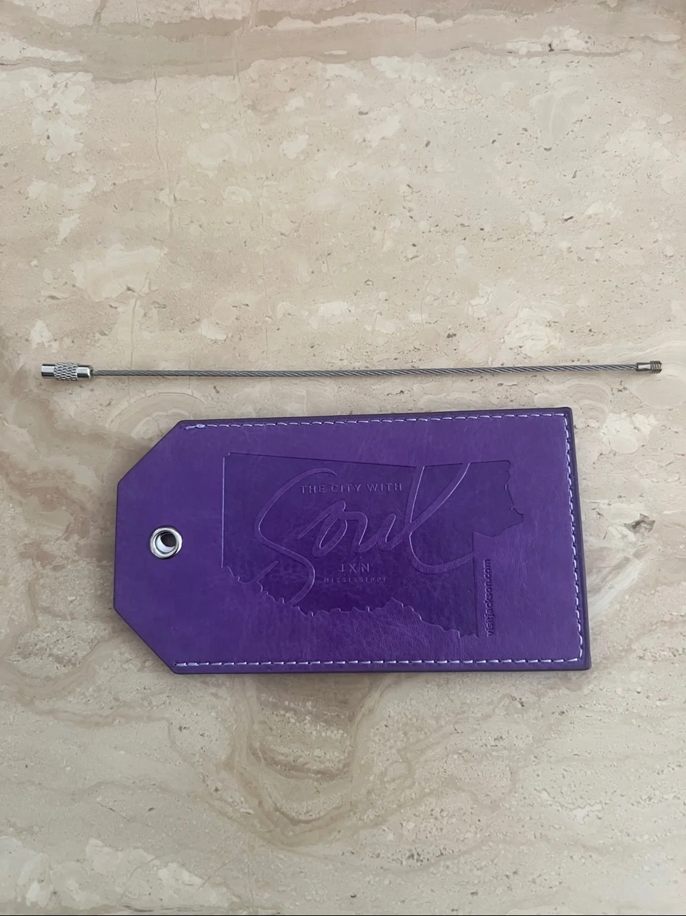 The City with Soul Mississippi Purple Embossed City Themed Luggage Tag